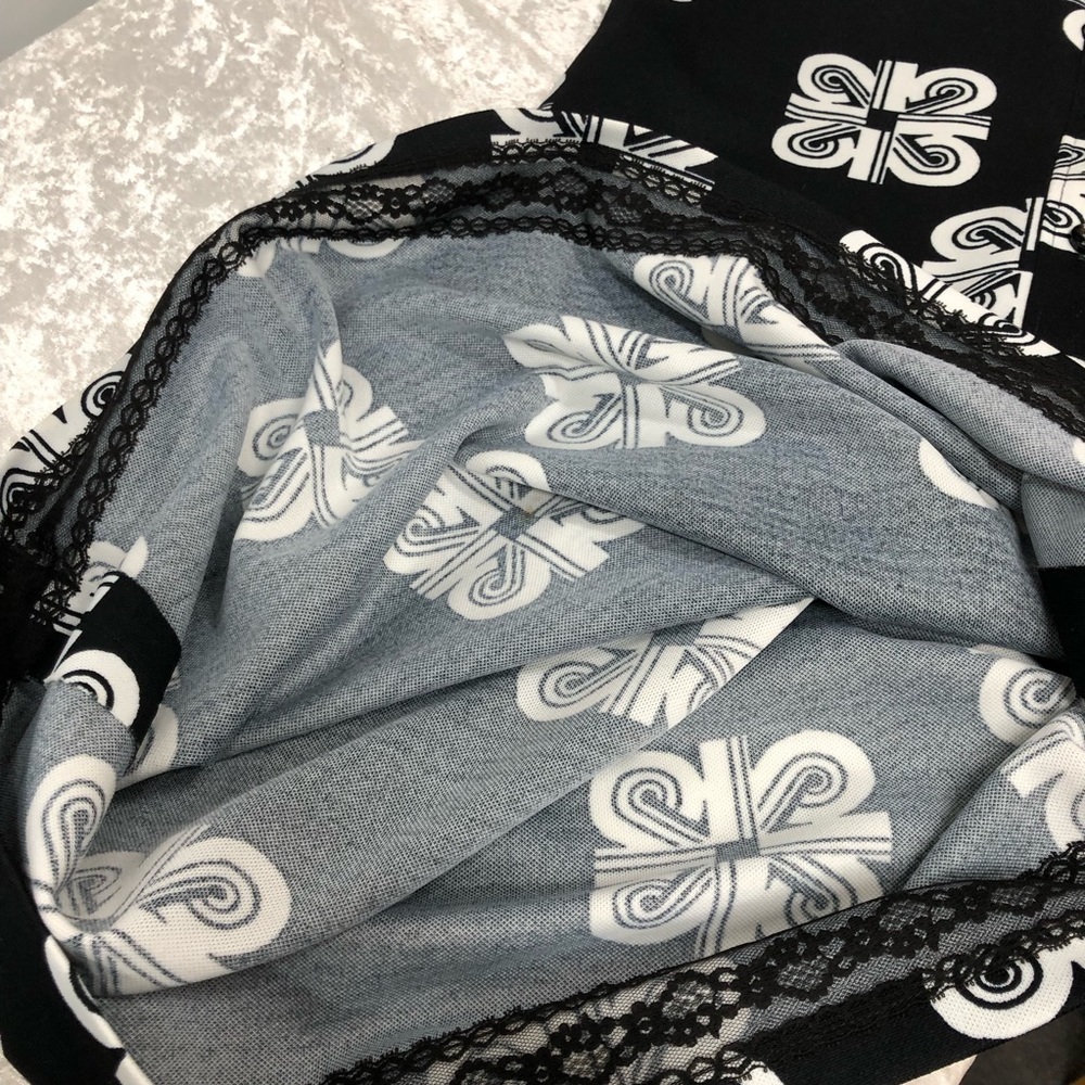 Vintage shirt dress made in California geometric black white long sleeve - Picture 7 of 16